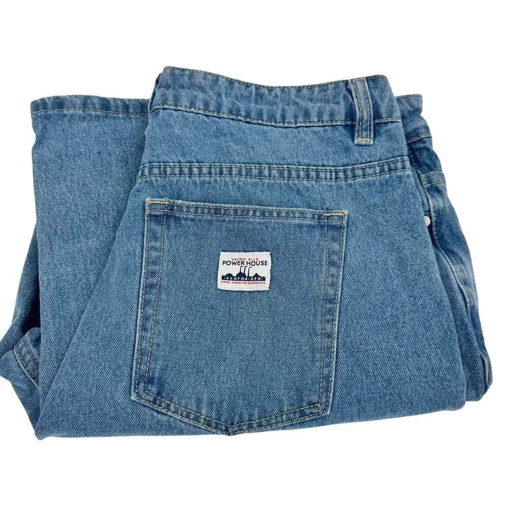 Powerhouse Union Alls Jeans Mens 34 (34x29 ACTUAL) Blue Denim Button Fly 90s VTG